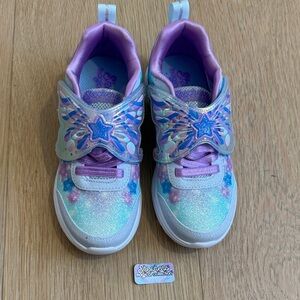 NWT Skechers Kids' Magical Wings Light Up Sneakers - Lavender and Aqua size 12